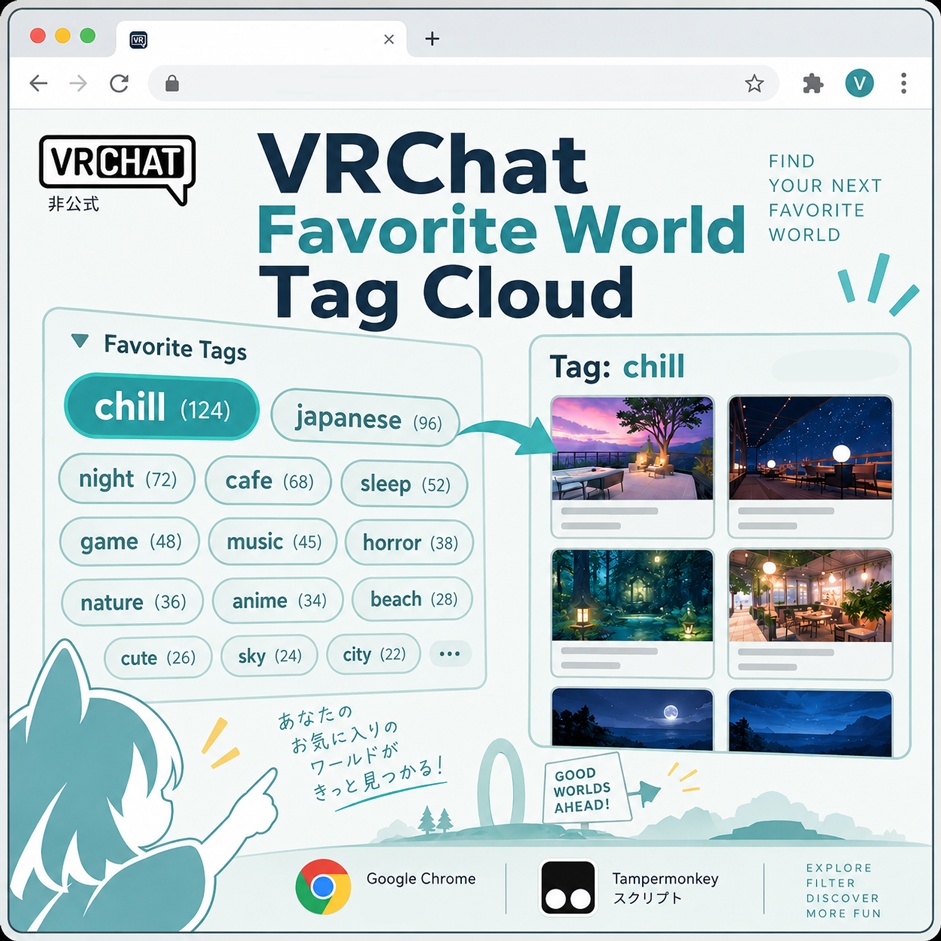 【無料】VRChat Favorite World Tag Cloud