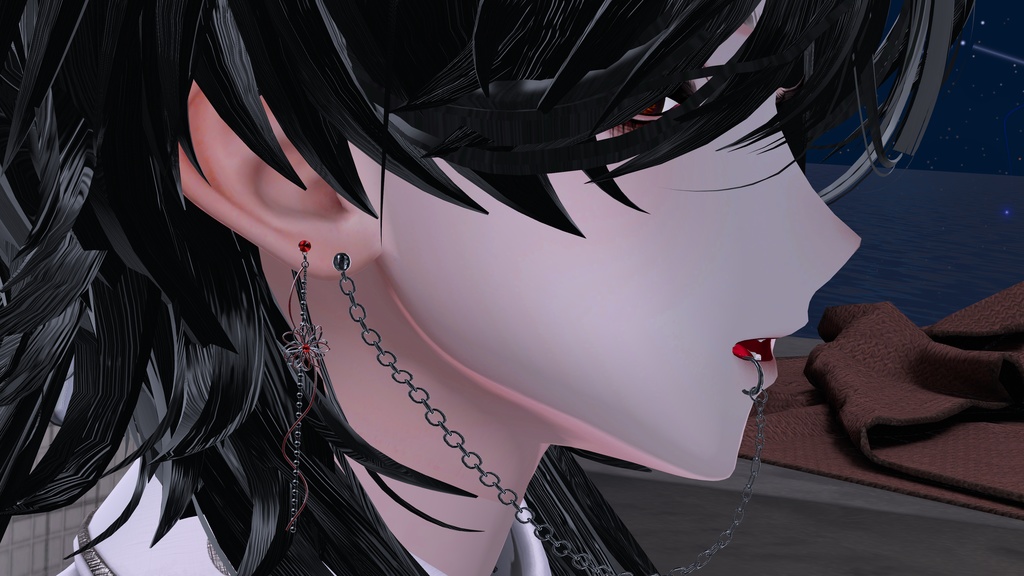 フラワーロングチェーンピアス