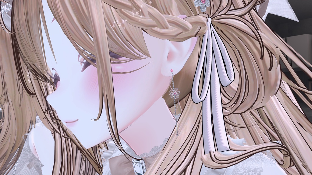 フラワーロングチェーンピアス