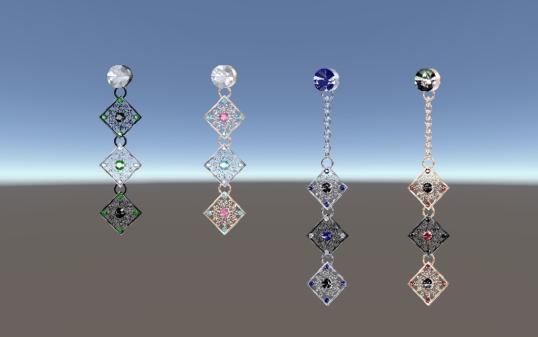 【ゆらゆら揺れる♪】スクエアピアスと透かしピアスのセット!