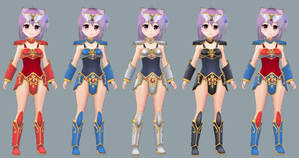 【Vroid用衣装テクスチャ】ビキニアーマーセット 貧乳向け 6色セット 【ベータ版、正式版両対応】