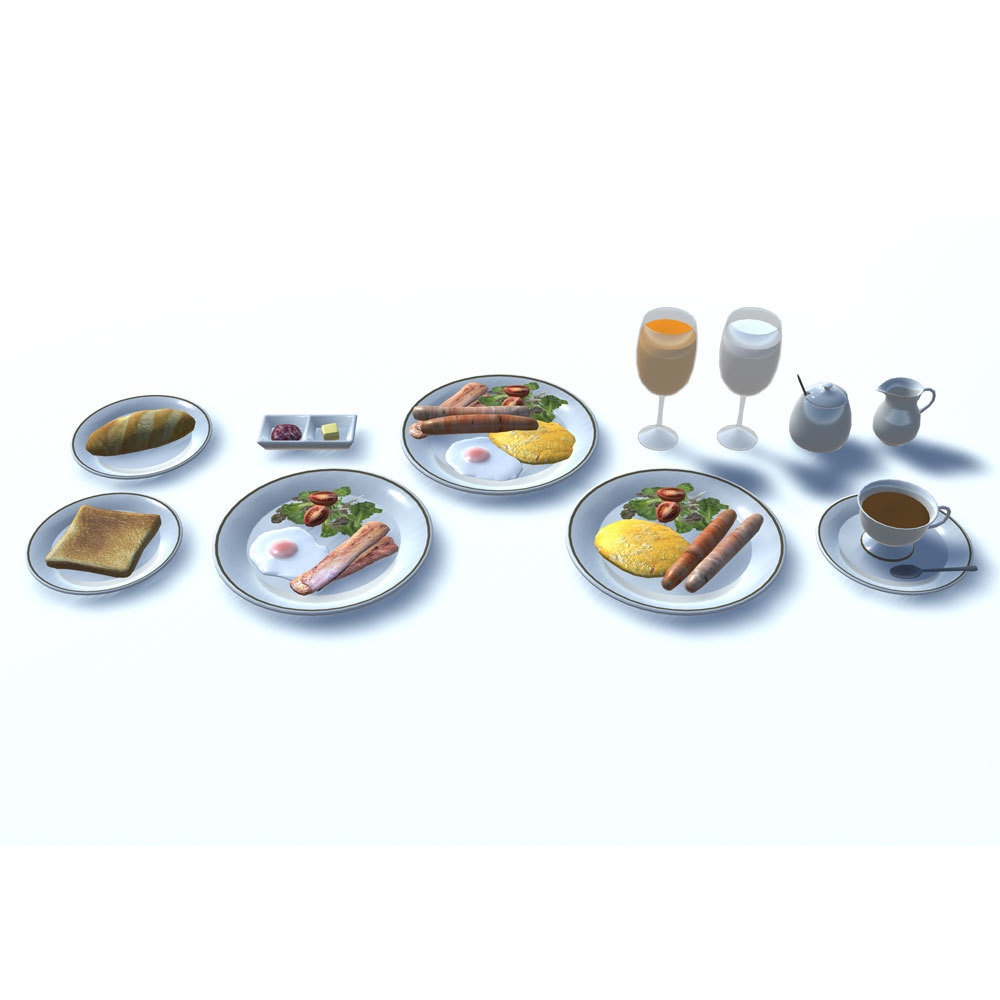 【3Dモデル】朝食セット