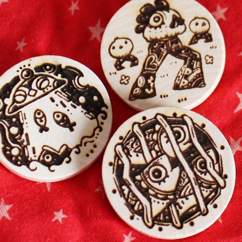 【ブローチ】ウッドバーニングブローチ