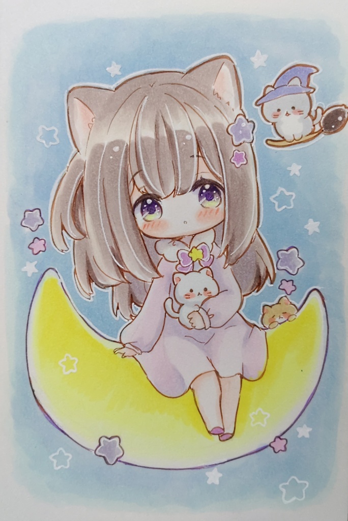 ミニネコちゃん星　手描きイラスト