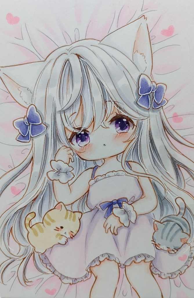みんなでお昼寝　手描きイラスト