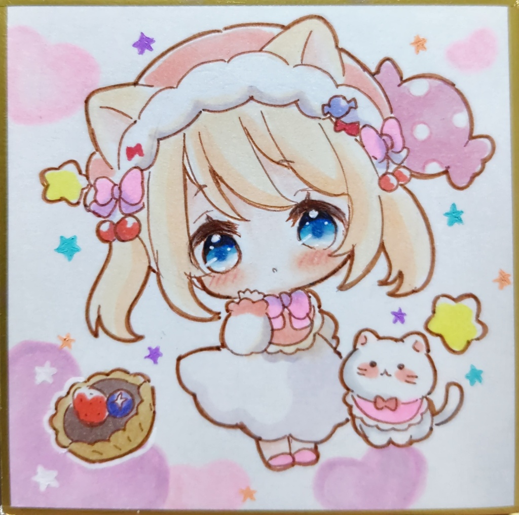 まめネコちゃん　手描きイラスト