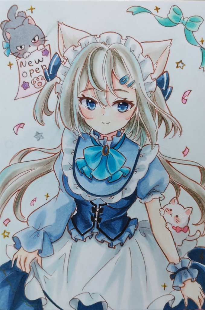 メイドキャットちゃん　手描きイラスト