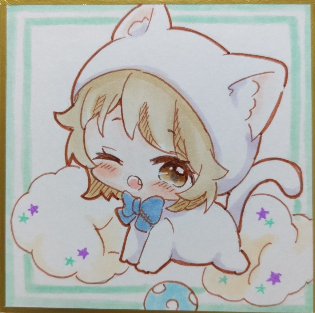 オリジナル手描きイラスト　豆色紙