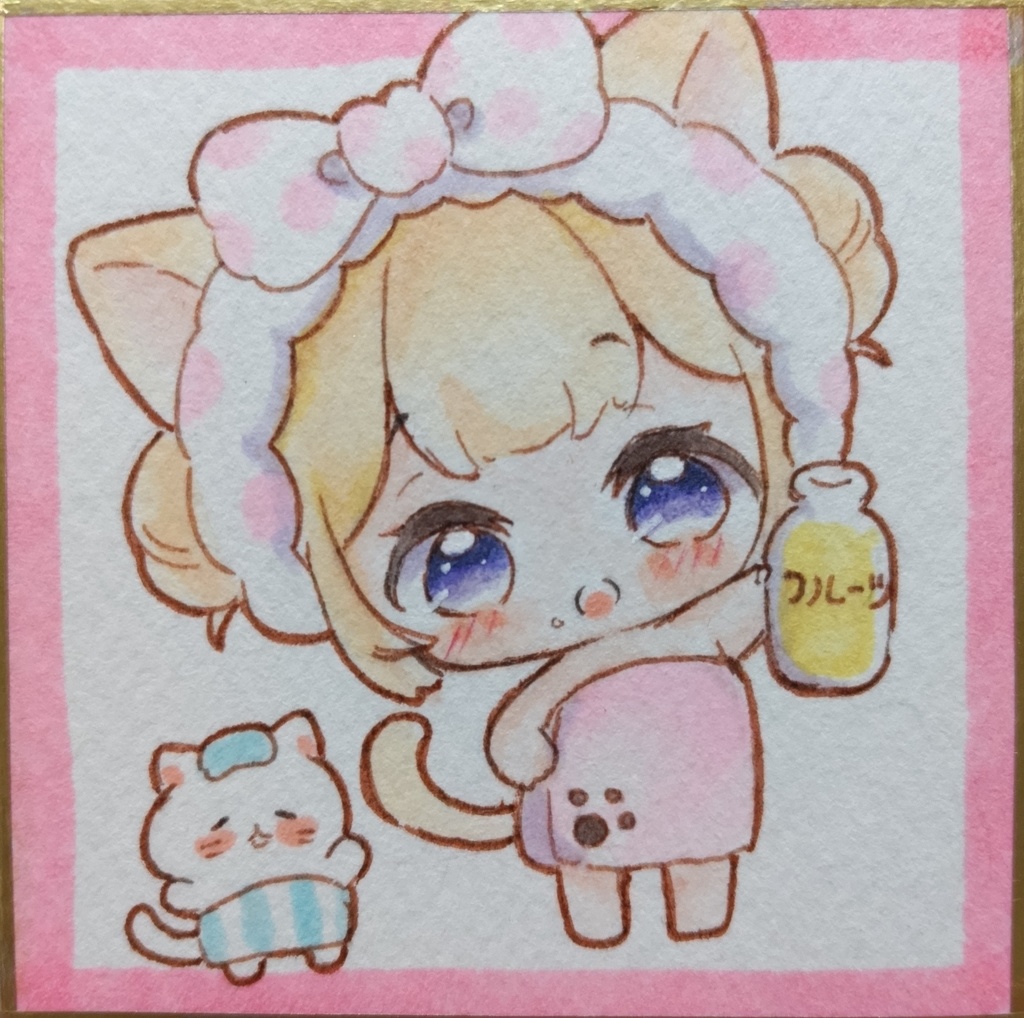 くつろぎネコちゃん　手描きイラスト