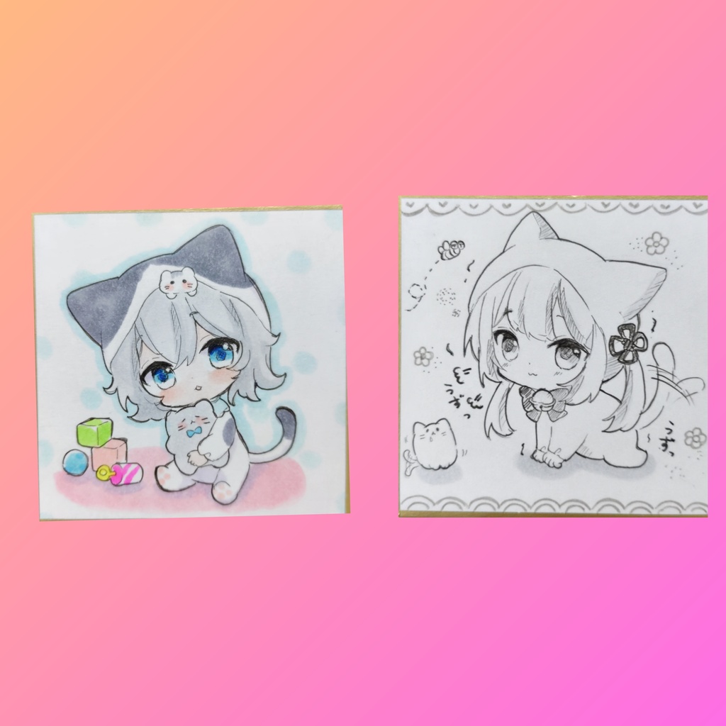 オリジナル手描きイラスト色紙