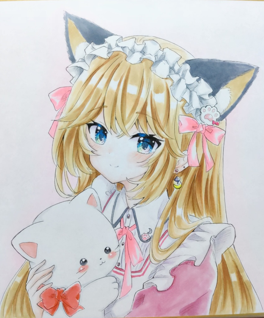 猫耳の女の子　手描きイラスト