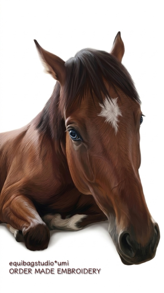 【スマホ壁紙】黒鹿毛の馬 — 刺繍作家が描く「糸の重なり」を感じるイラスト