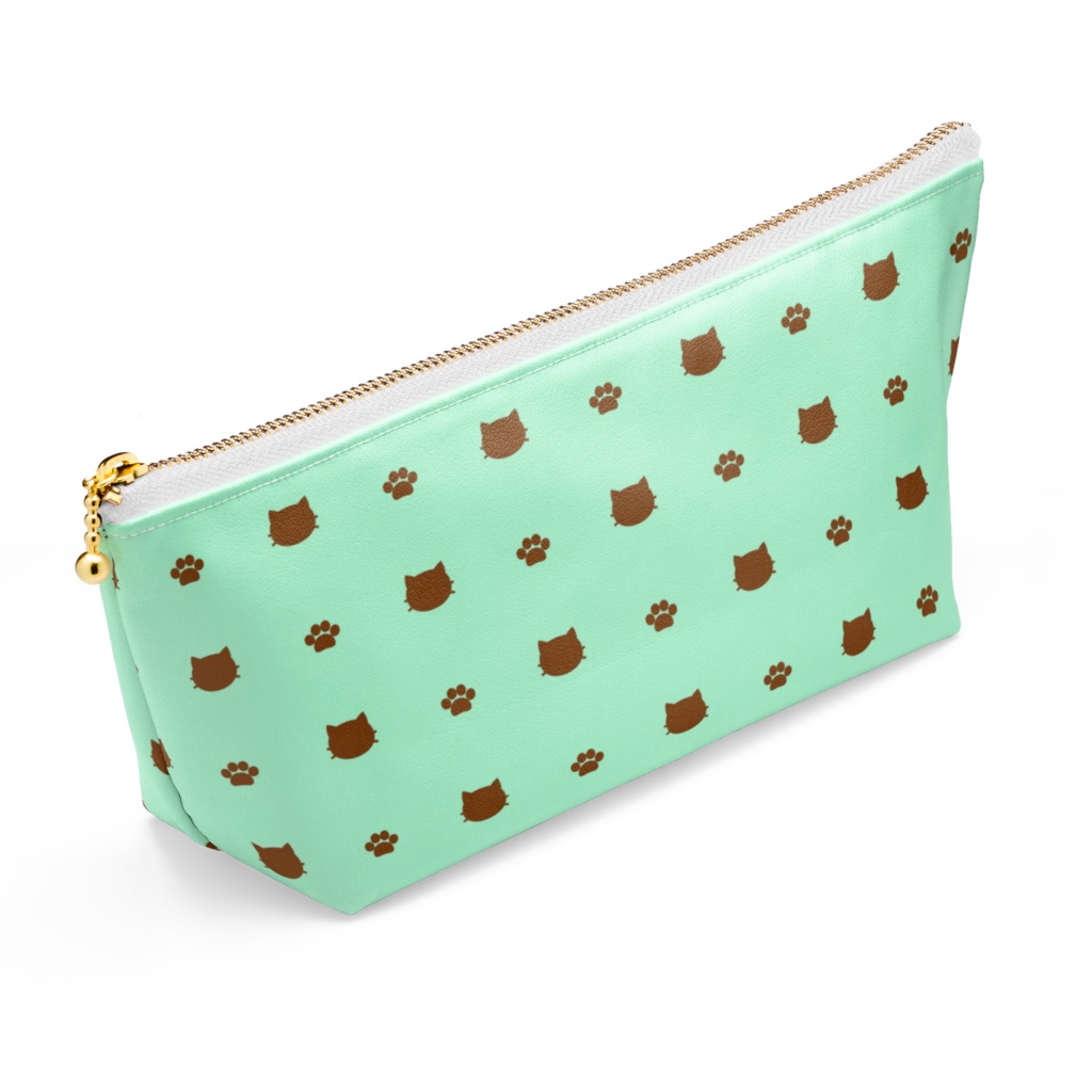 猫と肉球のポーチ - チョコミント