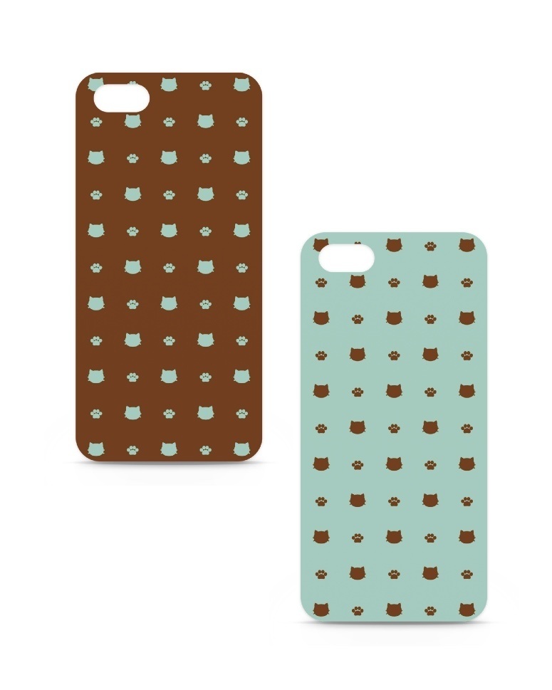 猫と肉球のiPhoneケース - チョコミント