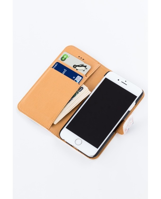 猫と肉球の手帳型iPhoneケース(ベルトあり) - グリーン