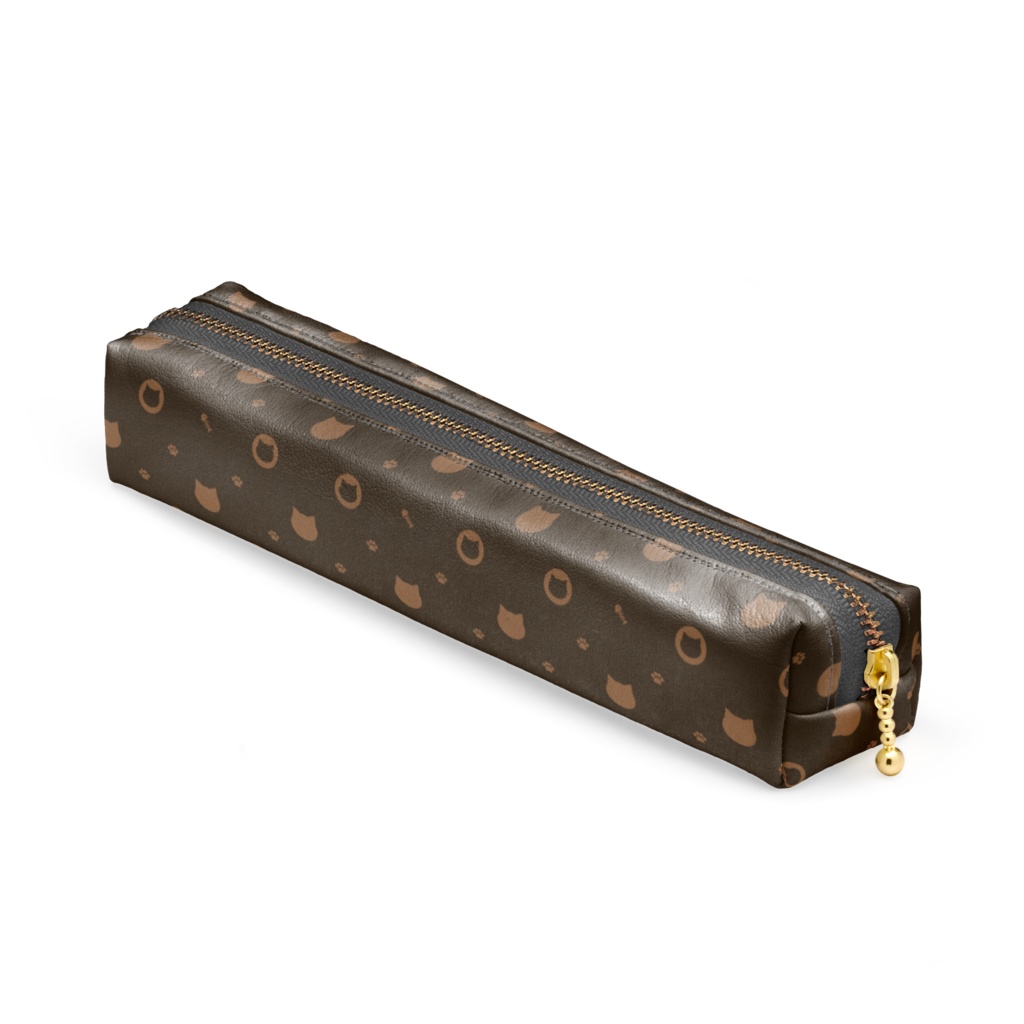 猫と肉球、時々おさかなのモノグラム ペンケース - 5color