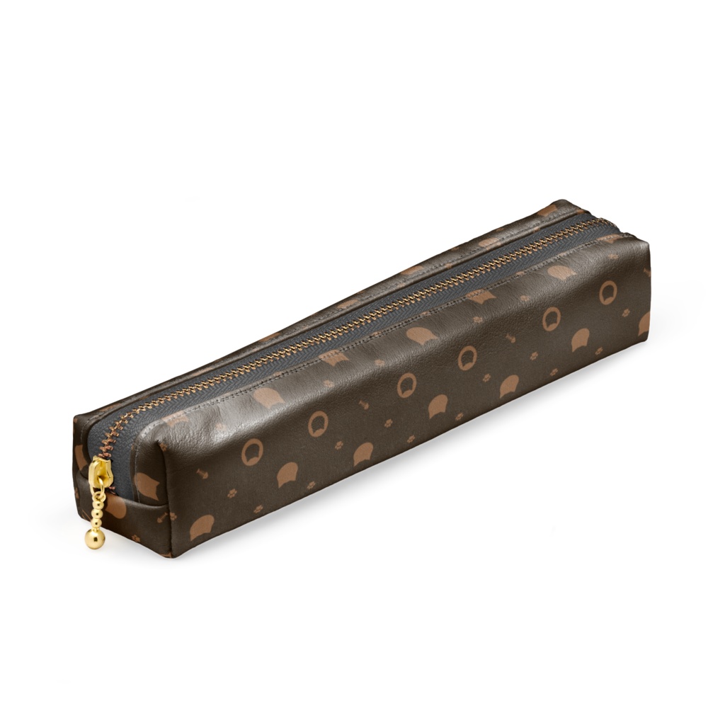 猫と肉球、時々おさかなのモノグラム ペンケース - 5color