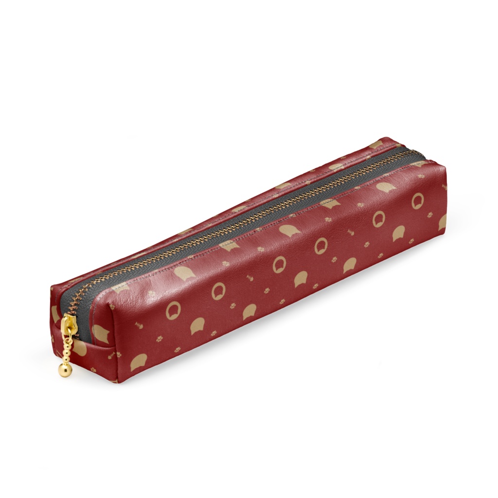 猫と肉球、時々おさかなのモノグラム ペンケース - 5color