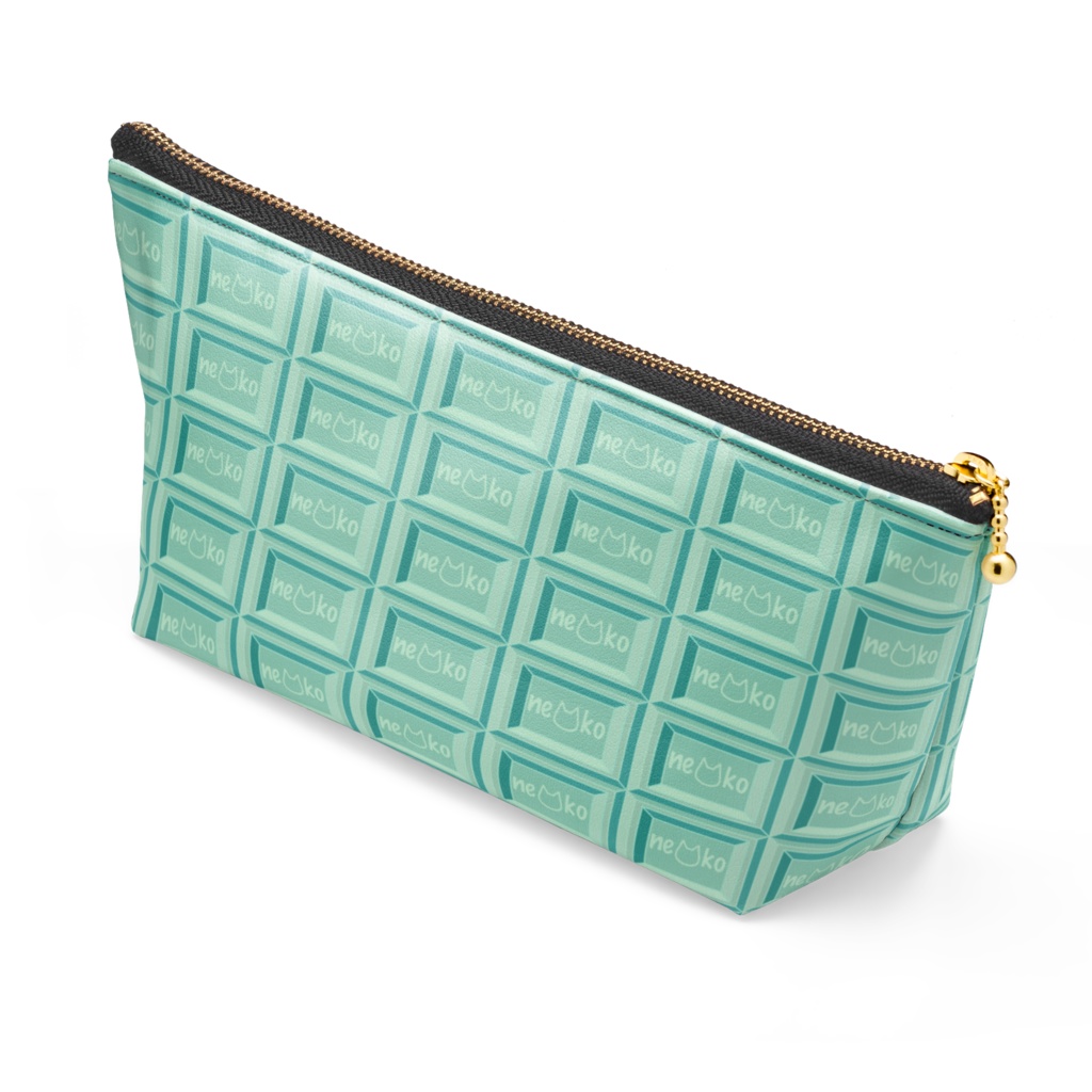 可愛い猫柄のチョコレート 板チョコ風ポーチ ビター&ミント - 長さ21.5cm / 高さ10cm