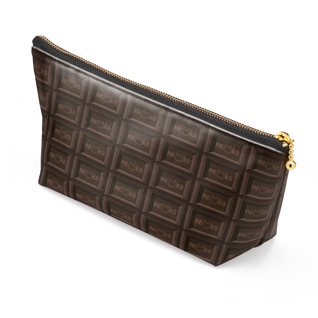 可愛い猫柄のチョコレート 板チョコ風ポーチ ビター&ミント - 長さ21.5cm / 高さ10cm