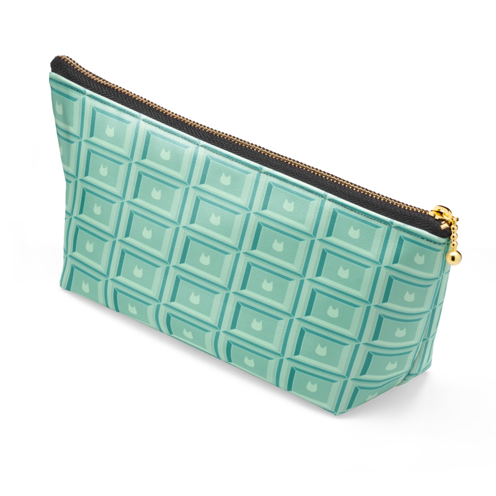 可愛い猫柄のチョコレート 板チョコ風ポーチ ビター&ミント - 長さ21.5cm / 高さ10cm