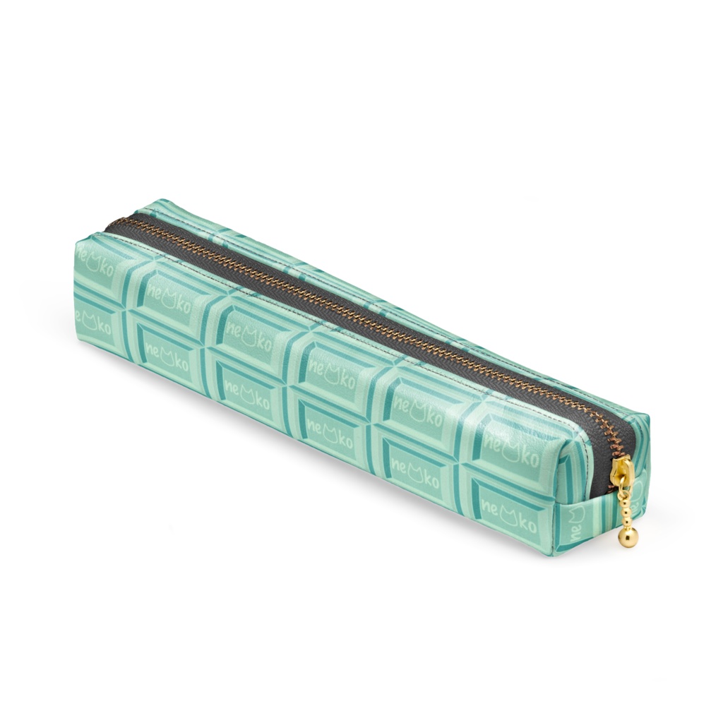 可愛い猫柄のチョコレート 板チョコ風ペンケース ビター&ミント - 20 x 4 x 4cm