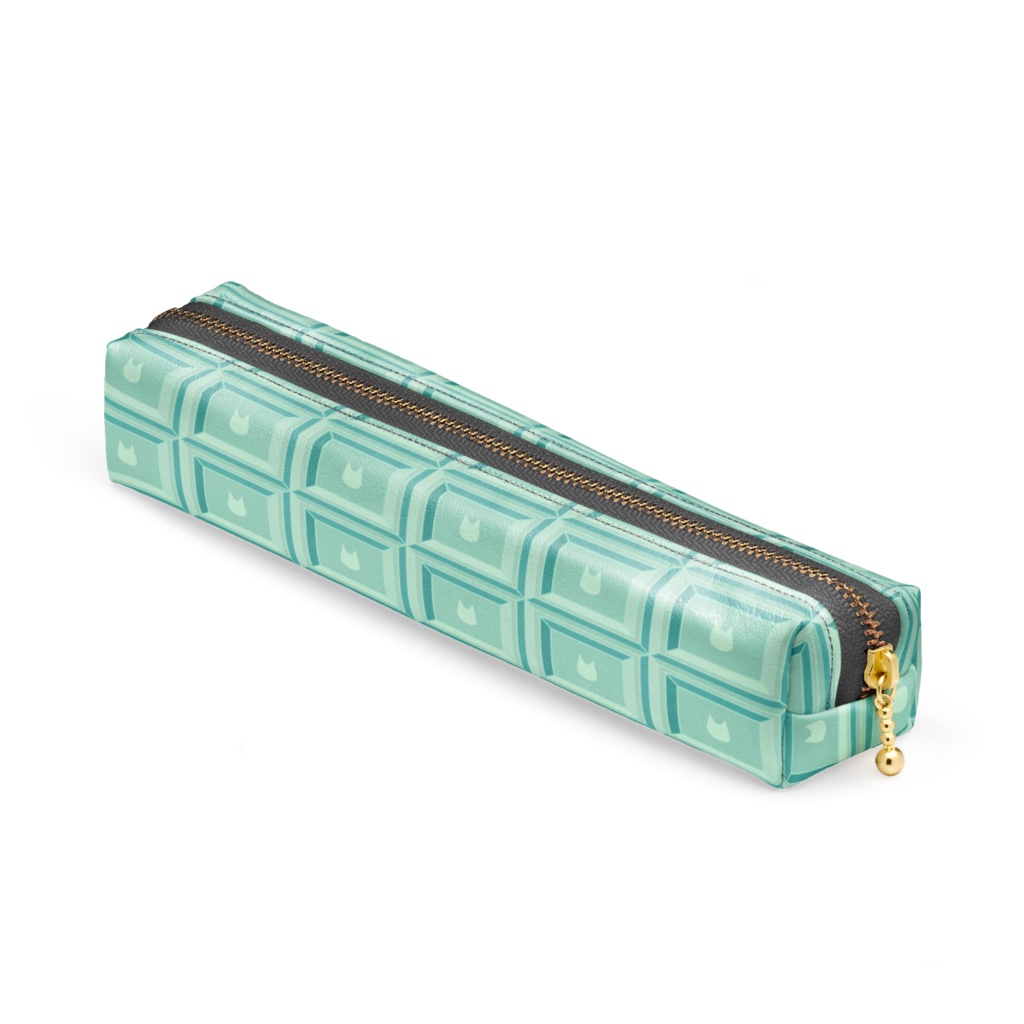 可愛い猫柄のチョコレート 板チョコ風ペンケース ビター&ミント - 20 x 4 x 4cm