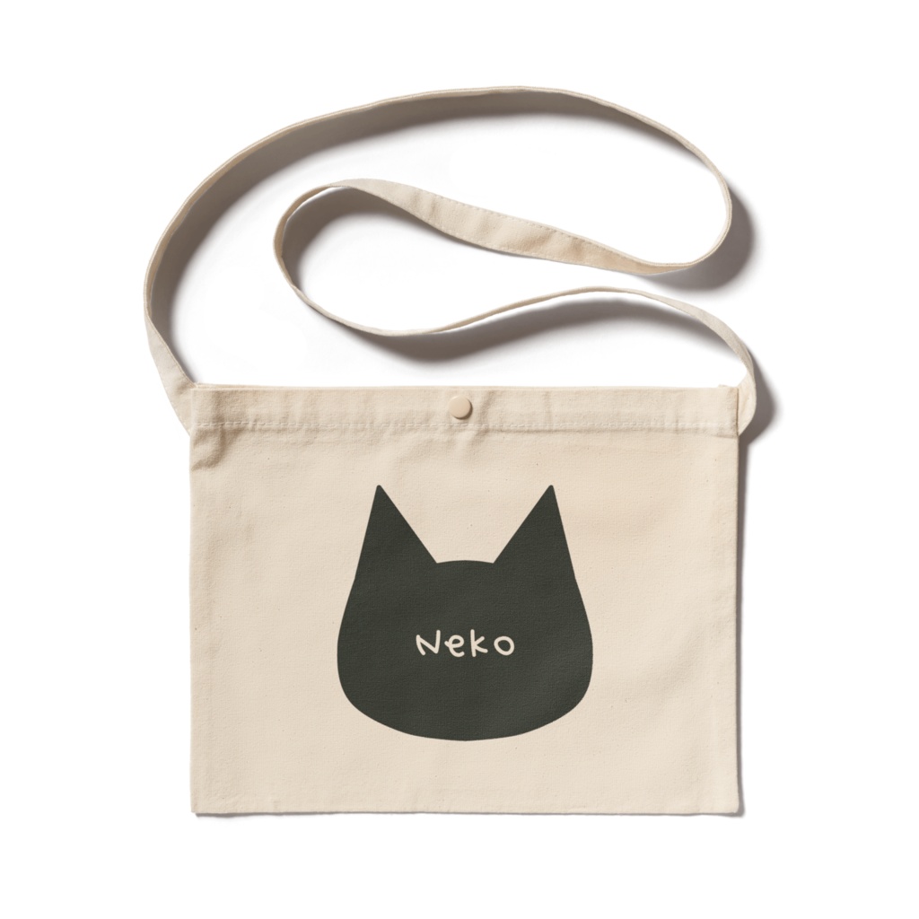 シンプルで可愛い猫柄サコッシュ - 300 x 230 (mm)