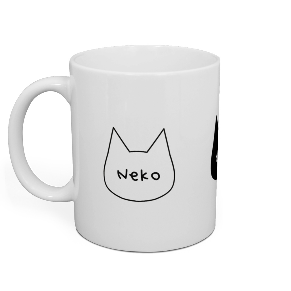 シンプルで可愛い猫柄マグカップ - 直径 8 cm / 高さ 9.5 cm