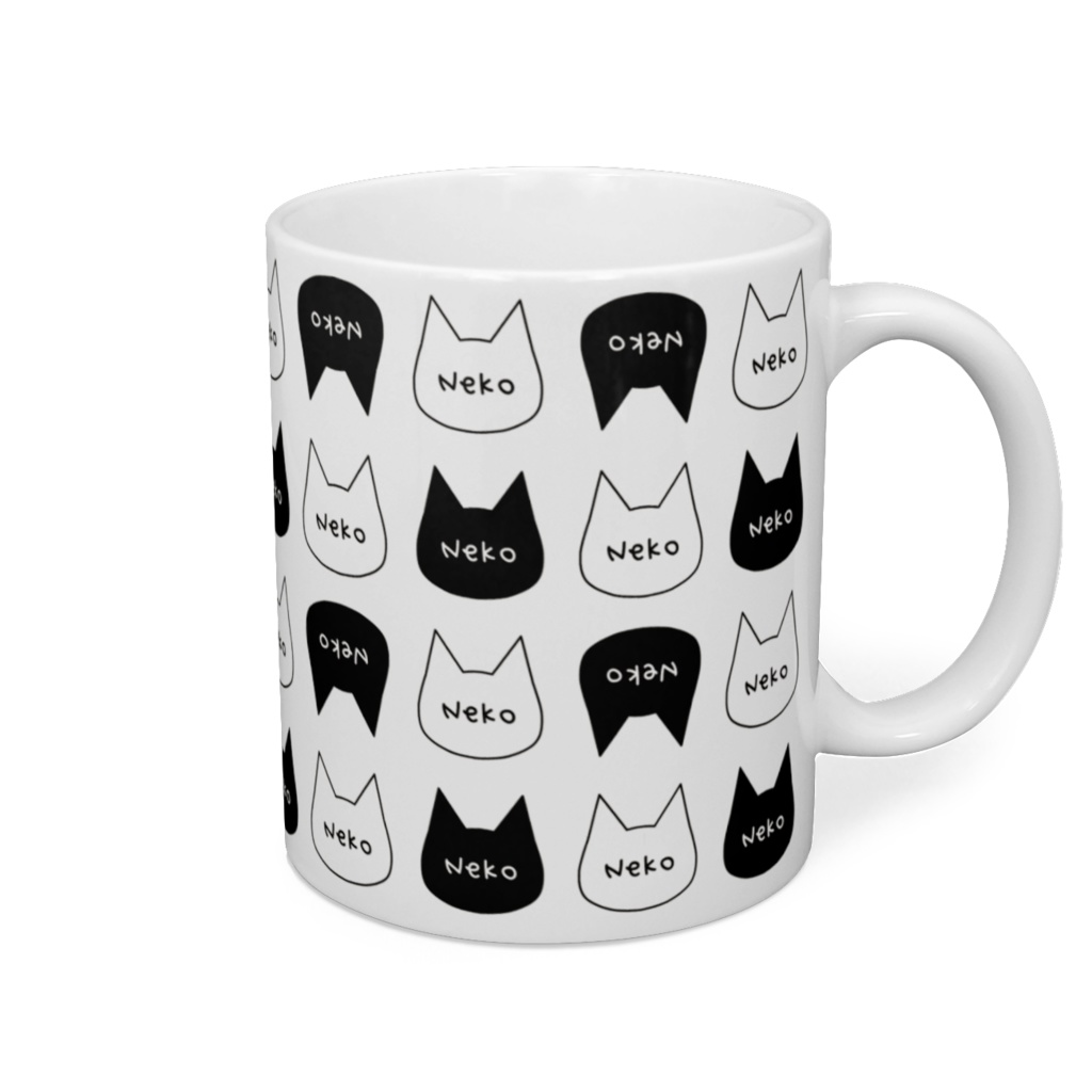 シンプルで可愛い猫柄マグカップ - 直径 8 cm / 高さ 9.5 cm