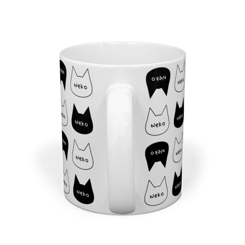 シンプルで可愛い猫柄マグカップ - 直径 8 cm / 高さ 9.5 cm