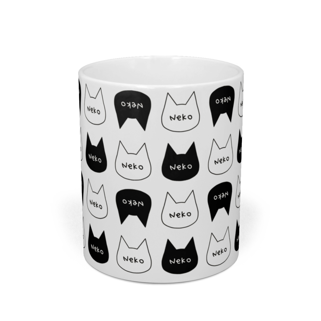 シンプルで可愛い猫柄マグカップ - 直径 8 cm / 高さ 9.5 cm
