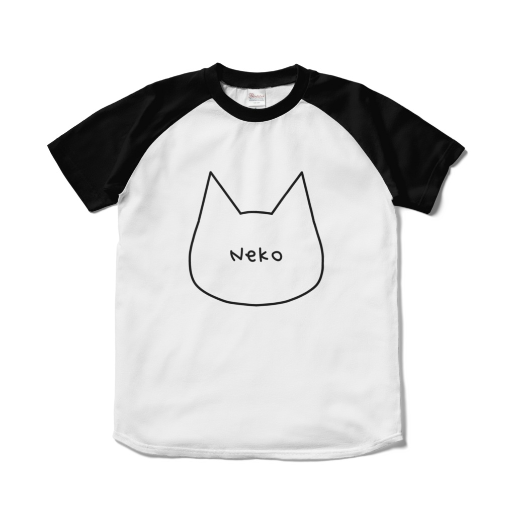シンプルで可愛い猫柄ラグランtシャツ シンプル猫雑貨 Meru Mugi Booth