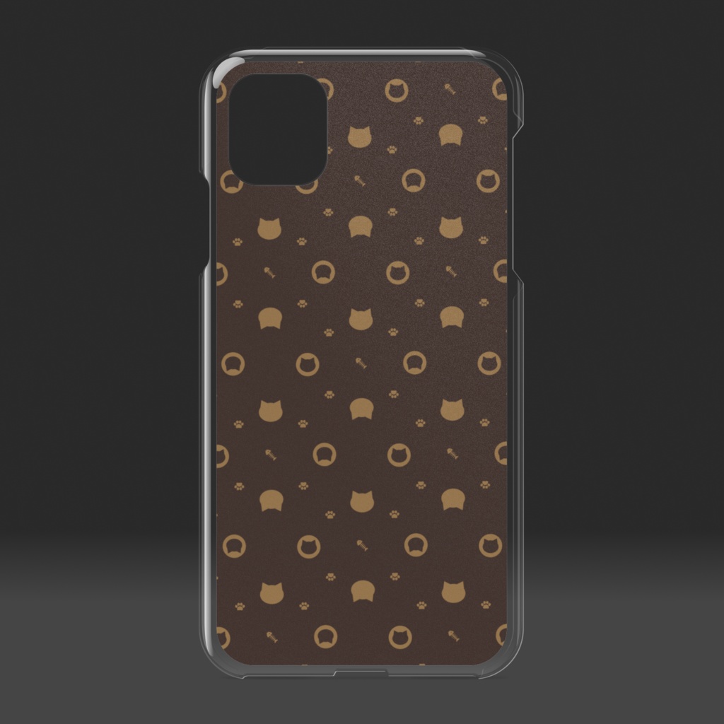 猫と肉球、時々おさかなのモノグラム クリアiPhoneケース - ミルクチョコ
