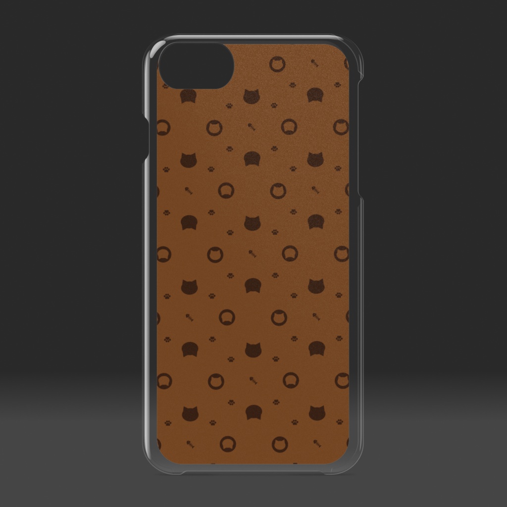 猫と肉球、時々おさかなのモノグラム クリアiPhoneケース - チョコチップ