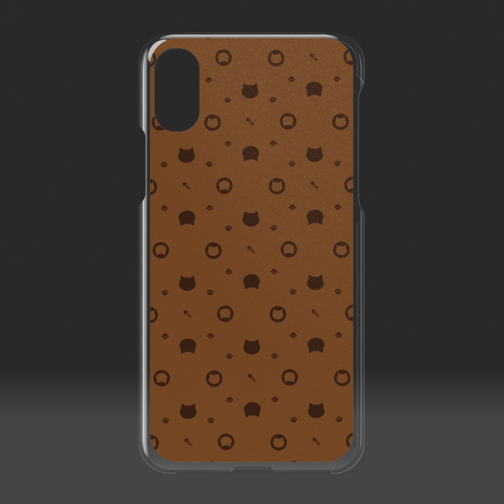 猫と肉球、時々おさかなのモノグラム クリアiPhoneケース - チョコチップ