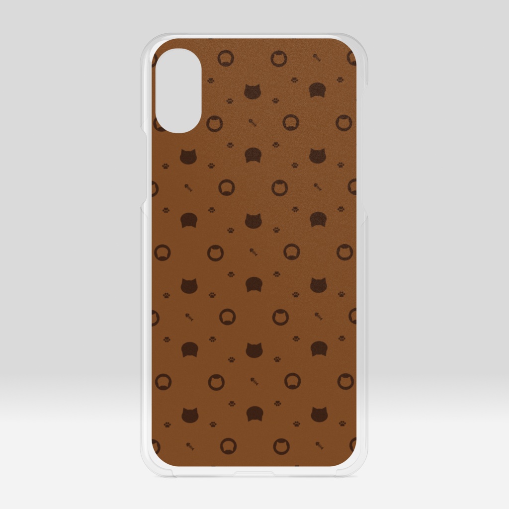 猫と肉球、時々おさかなのモノグラム クリアiPhoneケース - チョコチップ