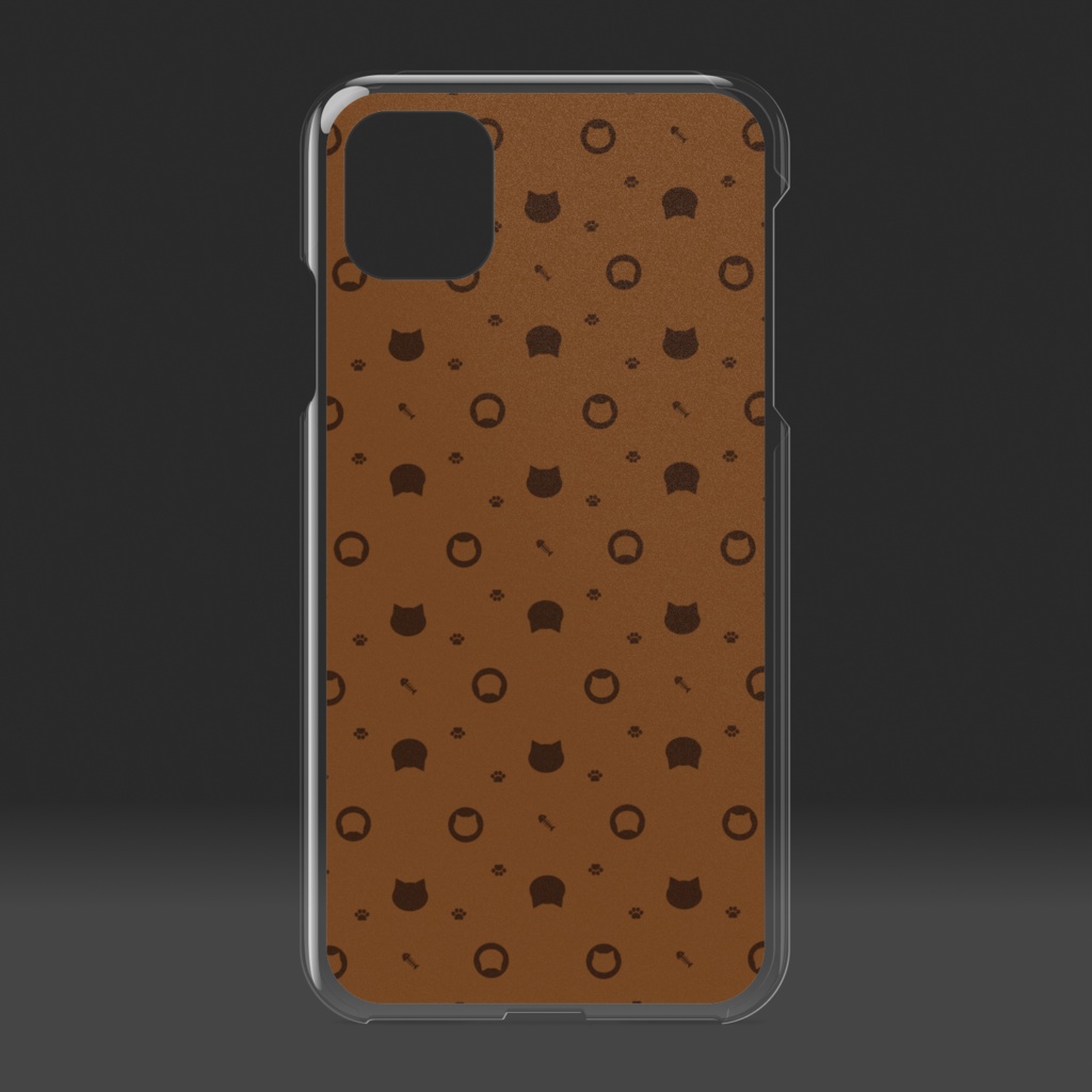 猫と肉球、時々おさかなのモノグラム クリアiPhoneケース - チョコチップ