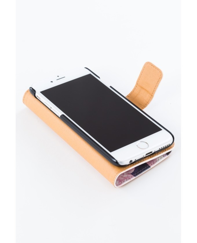 猫と肉球、時々おさかな モノグラム風 手帳型iPhoneケース 手帳型スマホケース - チョコチップ