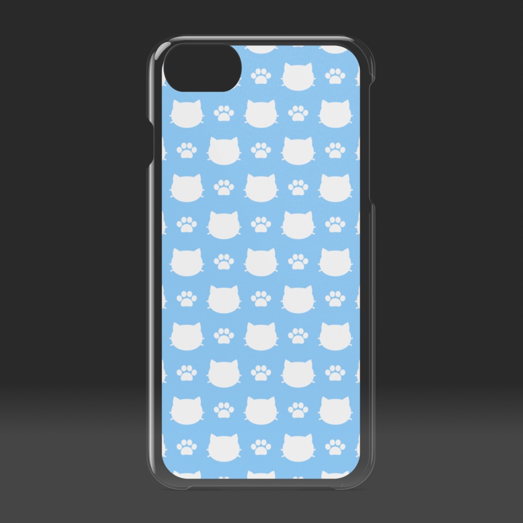 猫と肉球のクリアiPhoneケース スマホケース ハードケース - スカイブルー