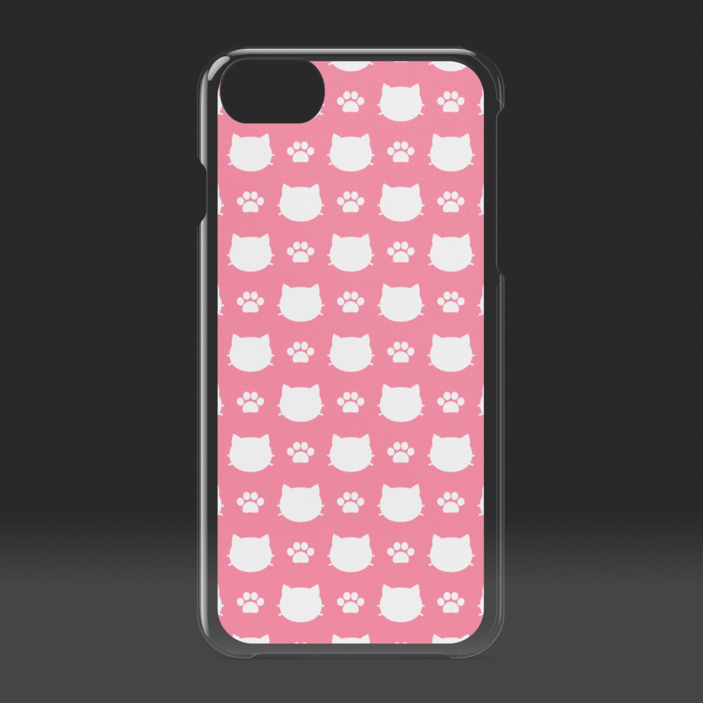 猫と肉球のクリアiPhoneケース スマホケース ハードケース - ピンク