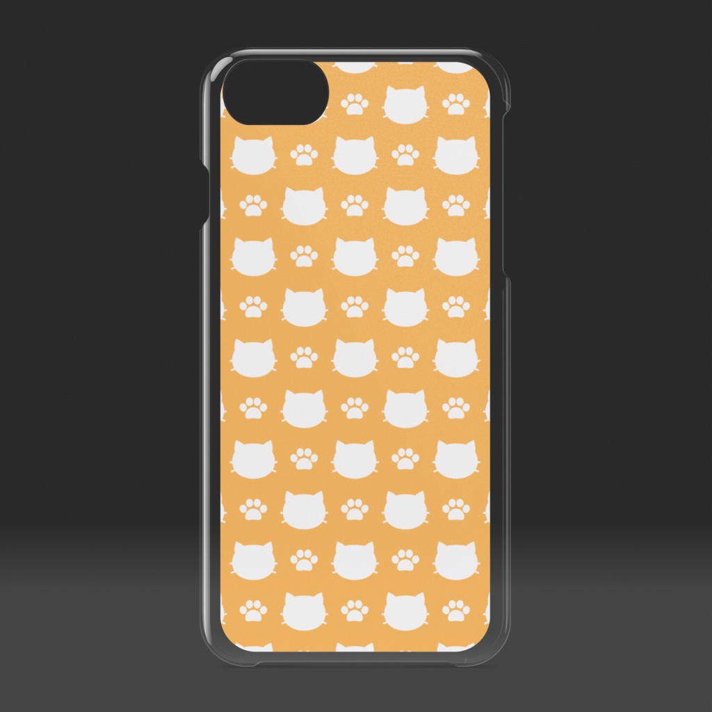猫と肉球のクリアiPhoneケース スマホケース ハードケース - オレンジ