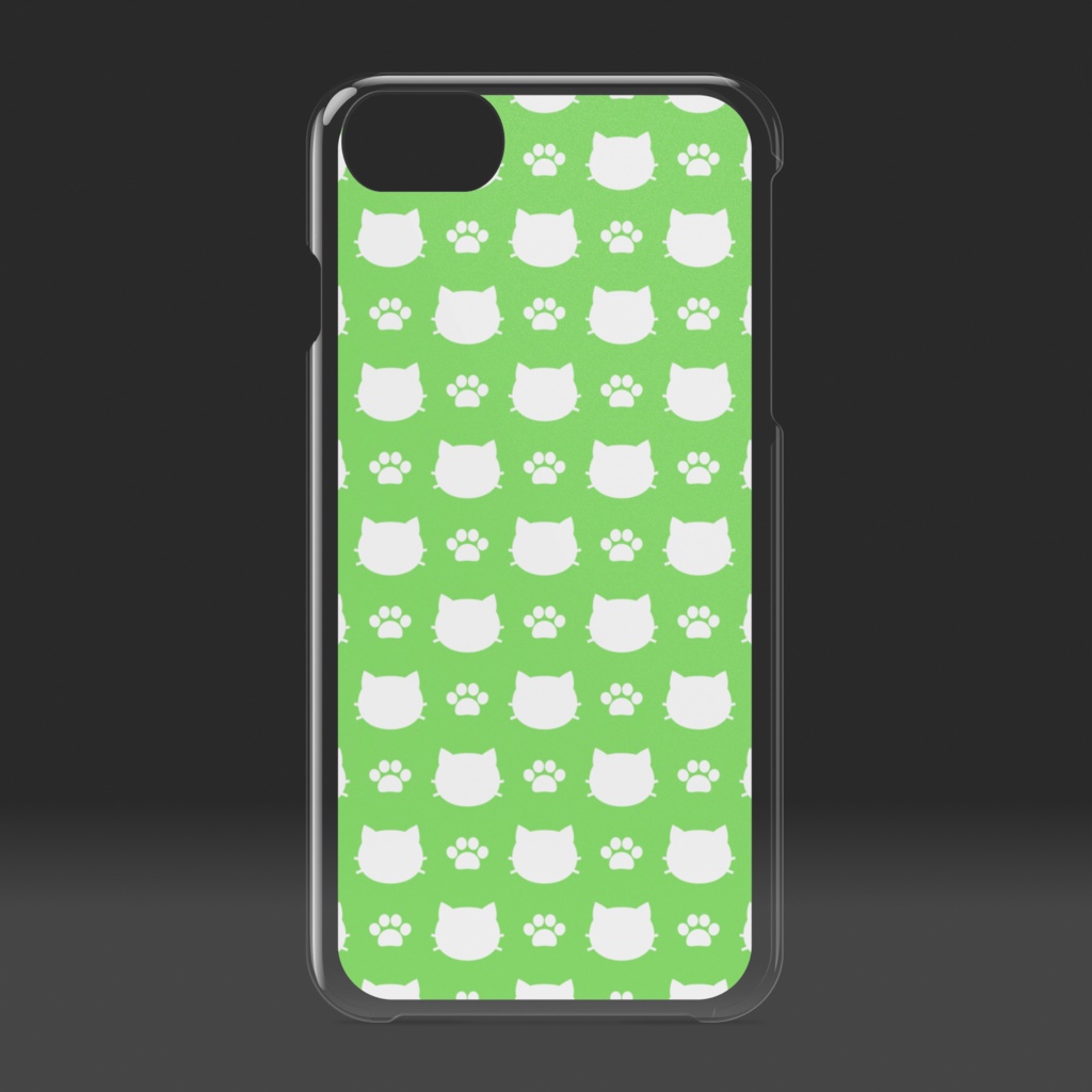 猫と肉球のクリアiPhoneケース スマホケース ハードケース - グリーン