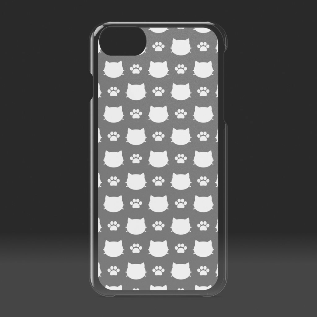 猫と肉球のクリアiPhoneケース スマホケース ハードケース - グレー