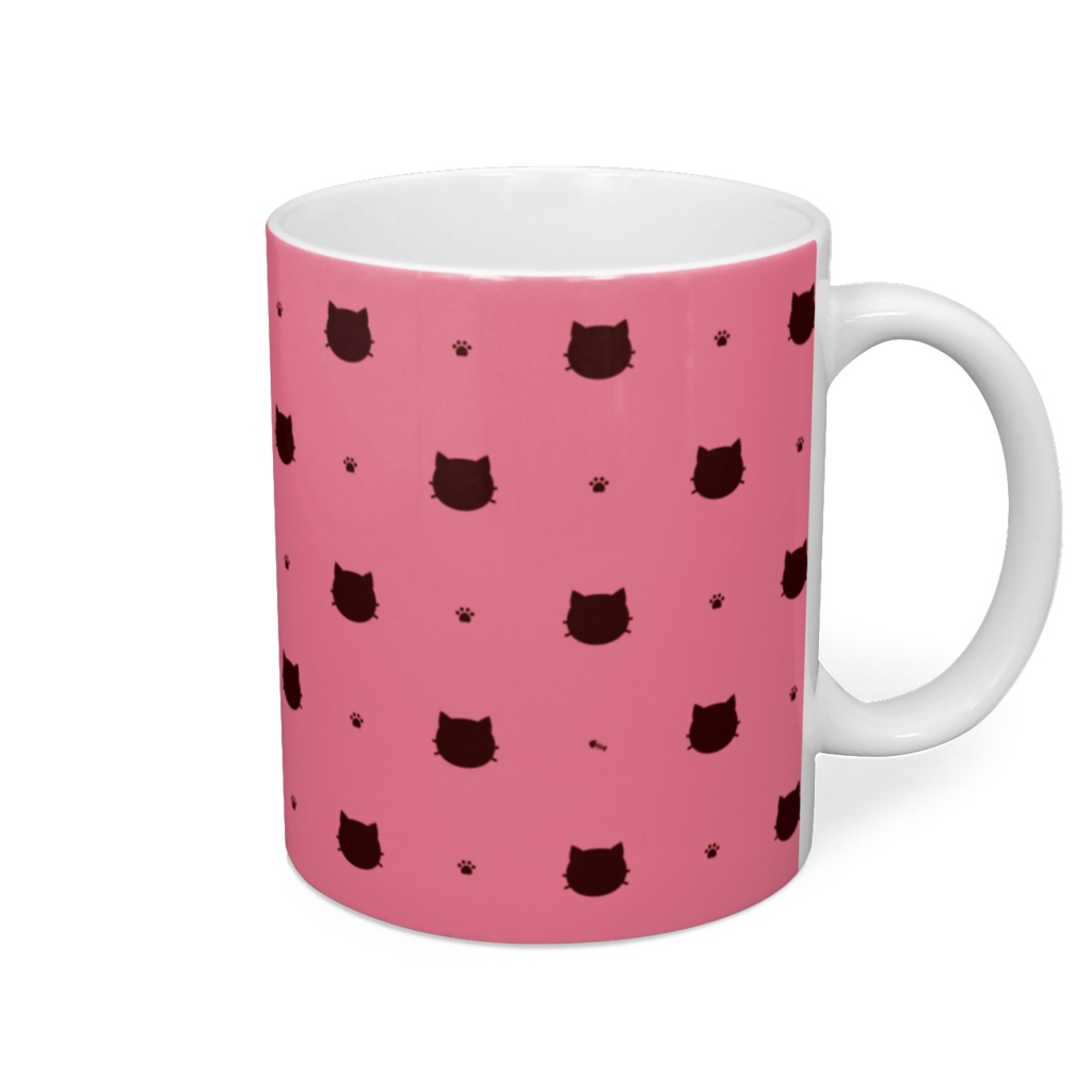 猫と肉球、時々おさかな チョコレートカラーマグカップ - 直径 8 cm / 高さ 9.5 cm