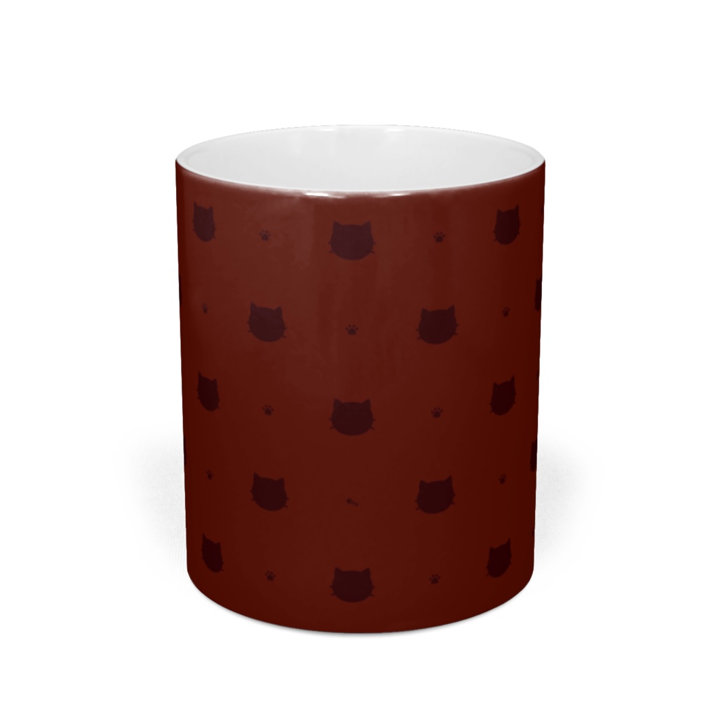 猫と肉球、時々おさかな チョコレートカラーマグカップ - 直径 8 cm / 高さ 9.5 cm