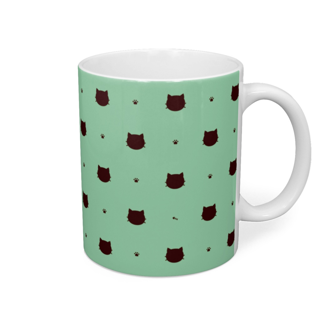 猫と肉球、時々おさかな チョコレートカラーマグカップ - 直径 8 cm / 高さ 9.5 cm