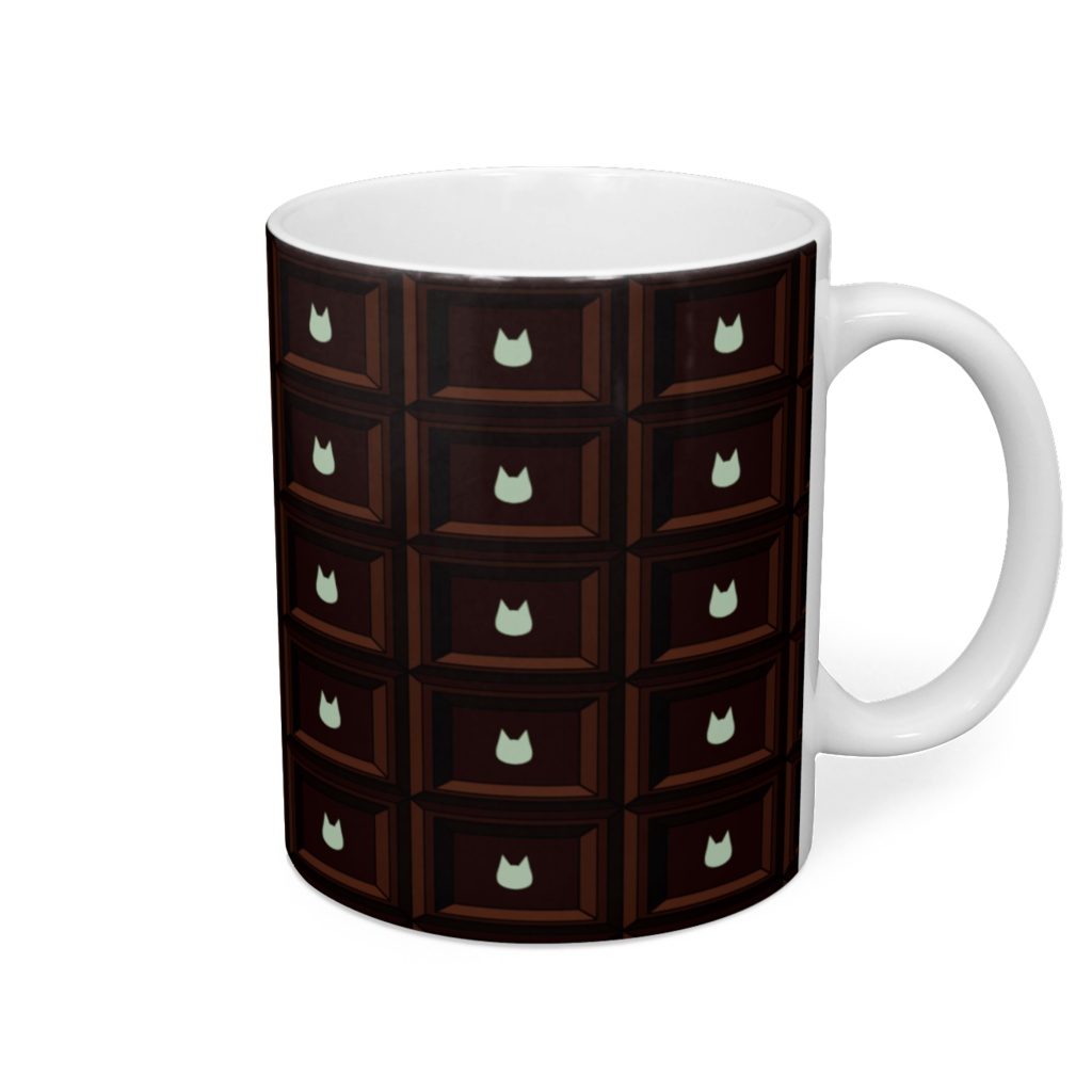 かわいい猫柄のチョコレートマグカップ - 直径 8 cm / 高さ 9.5 cm