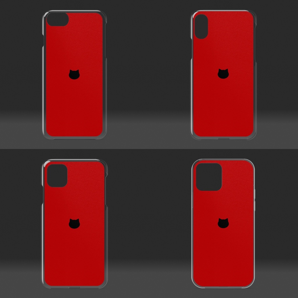 シンプル猫柄クリアiPhoneケース - レッド