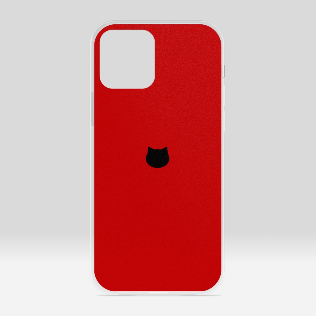 シンプル猫柄クリアiPhoneケース - レッド